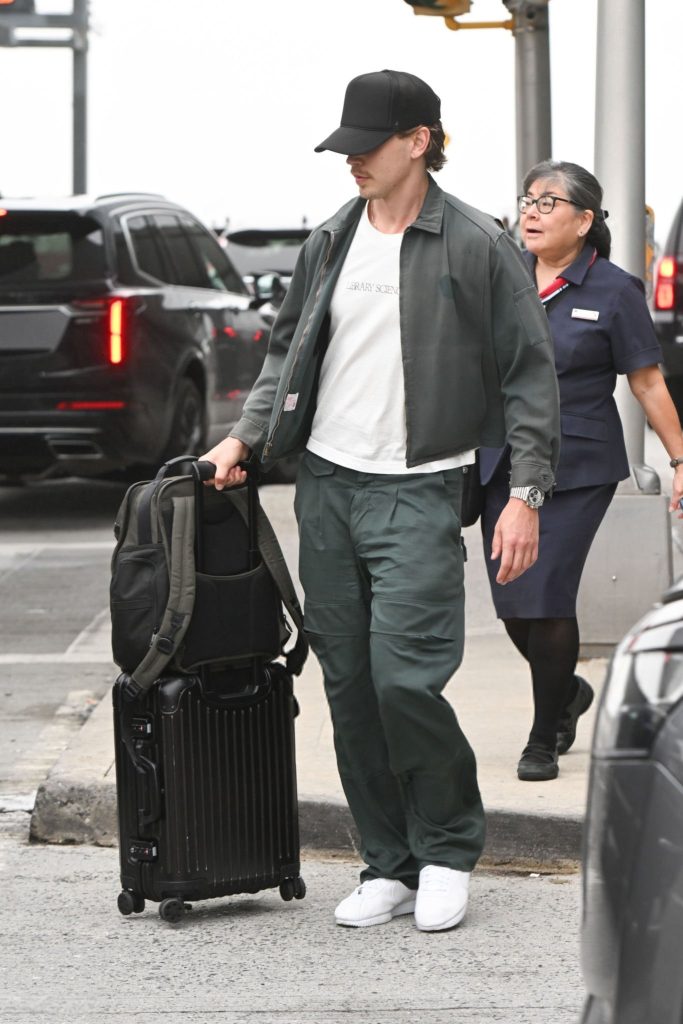 Austin Butler is seen arriving at JFK airport in New York City