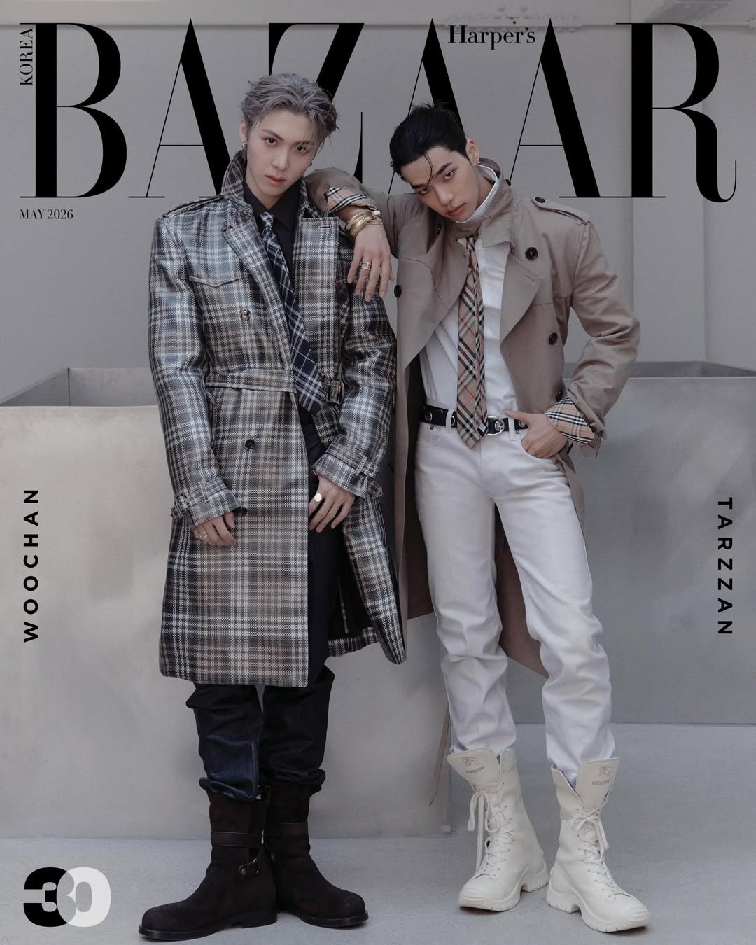 《Harper's BAZAAR Korea》五月刊：WOOCHAN 与 TARZZAN 的英伦格纹时尚大片-街拍look