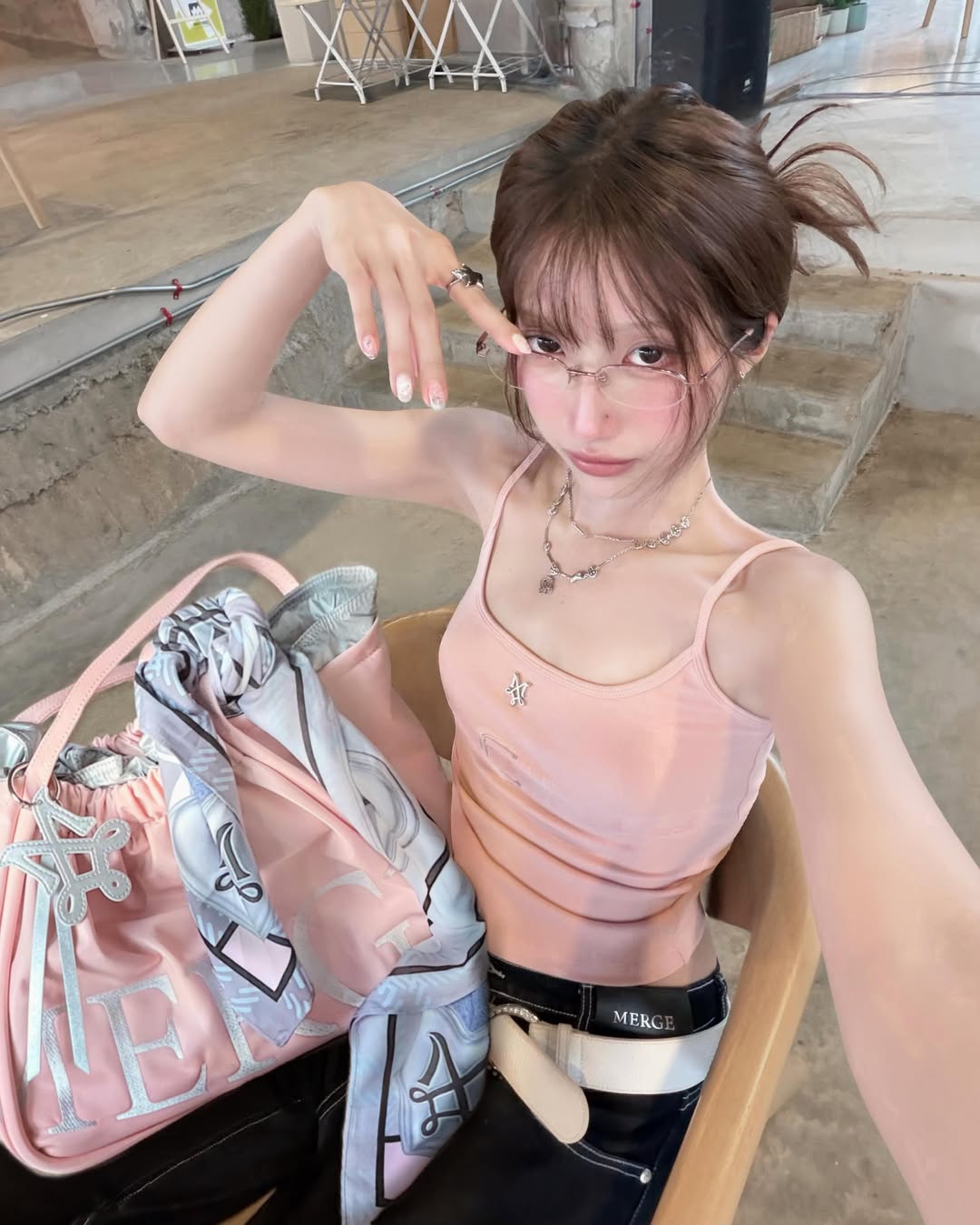 garntong裸粉吊带背心牛仔裤辣妹甜酷Y2K