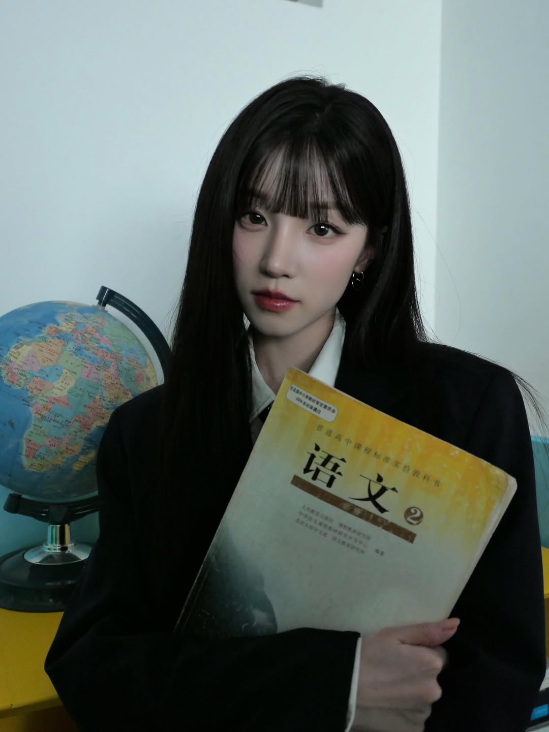 韩系学院风制服窗边课桌，干净清冷学姐风-街拍look