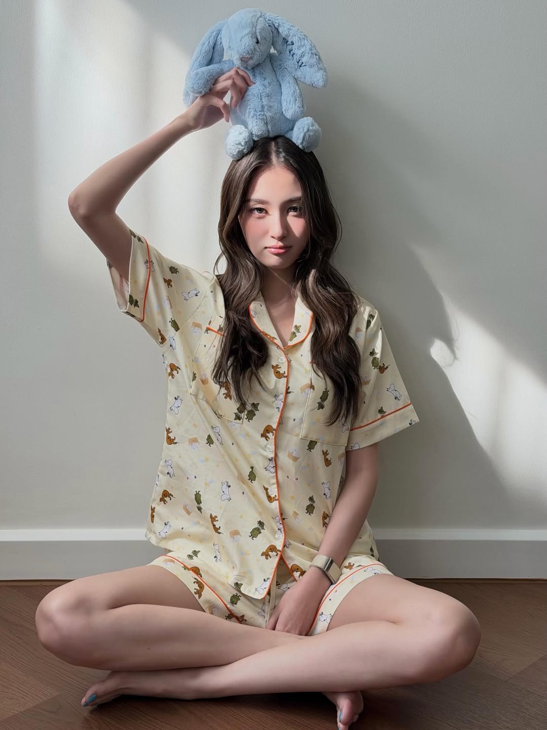 view.benyapa米黄动物印花睡衣套装，可爱居家少女风