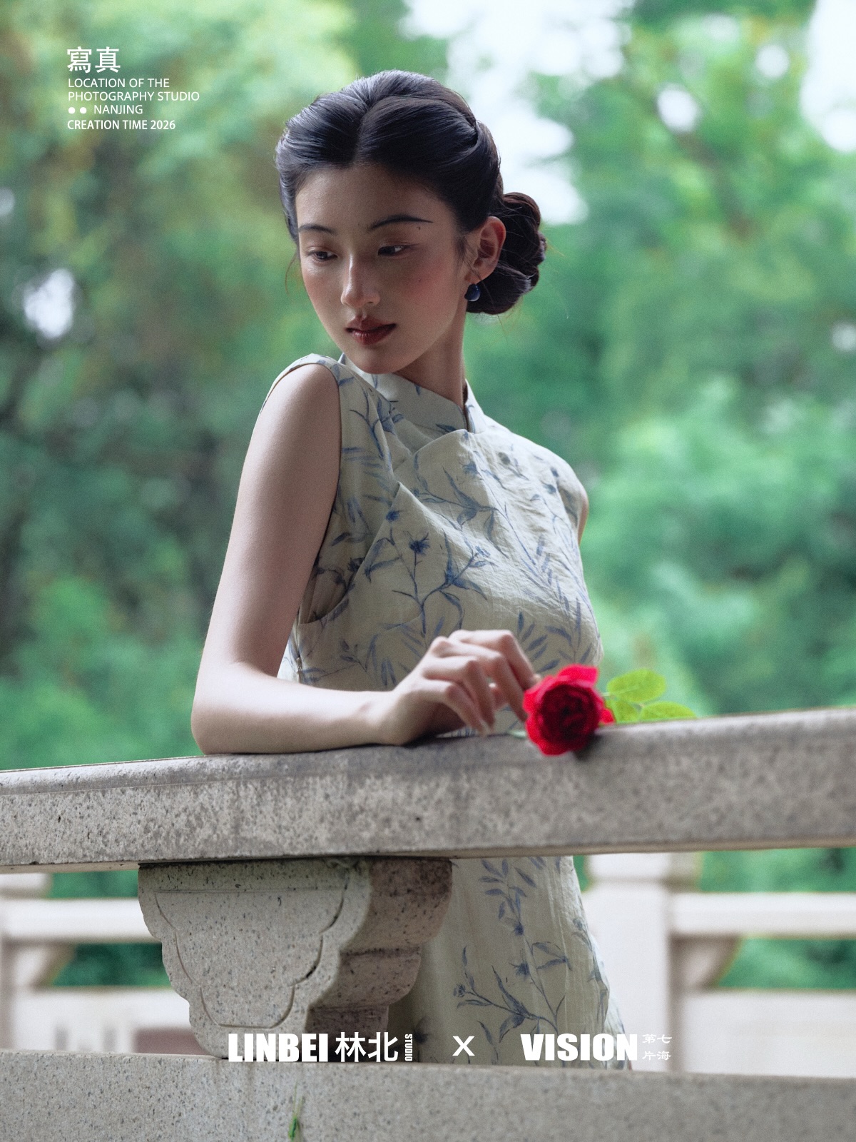dqphstudio 青花瓷印花无袖旗袍，园林新中式清冷穿搭